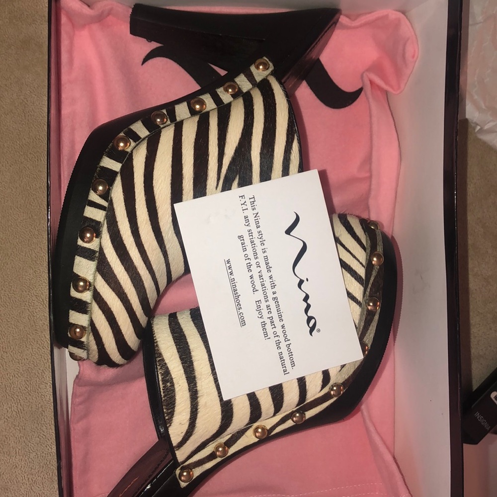 Nina heels zebra print never worn